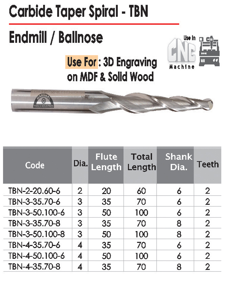  Carbide Taper Spiral - TBN