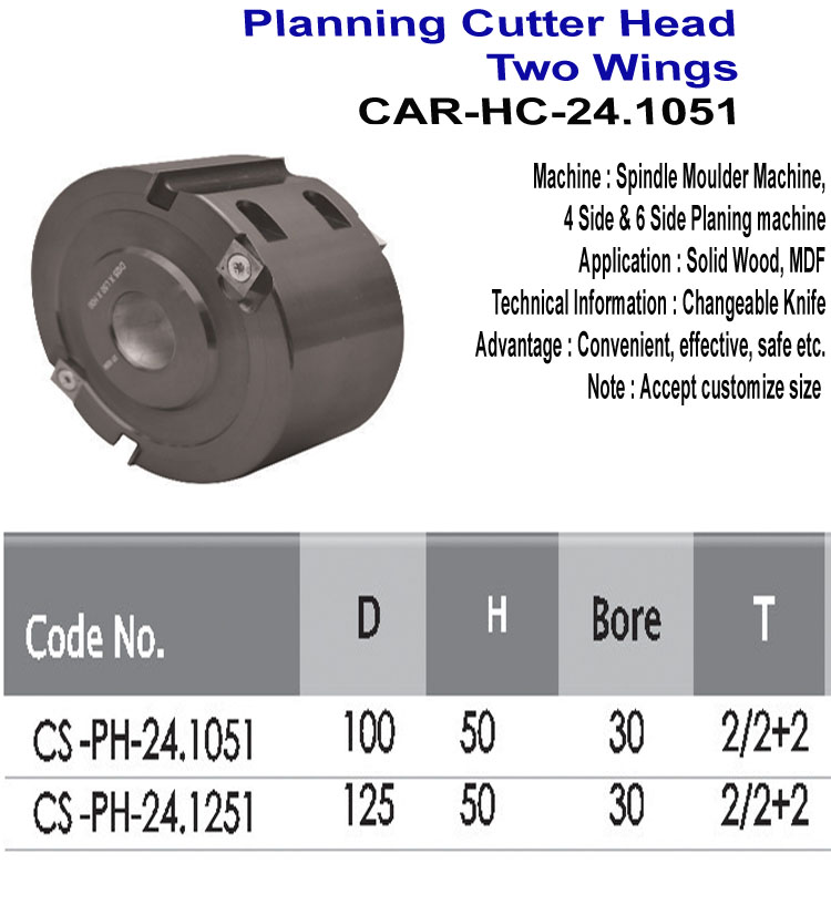 Planning Cutter Head Two Wings