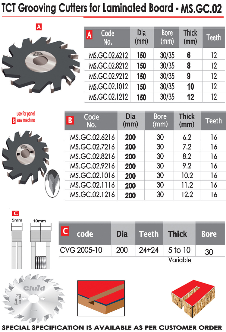 TCT Brazed Grooving Cutter - MS.GC.02